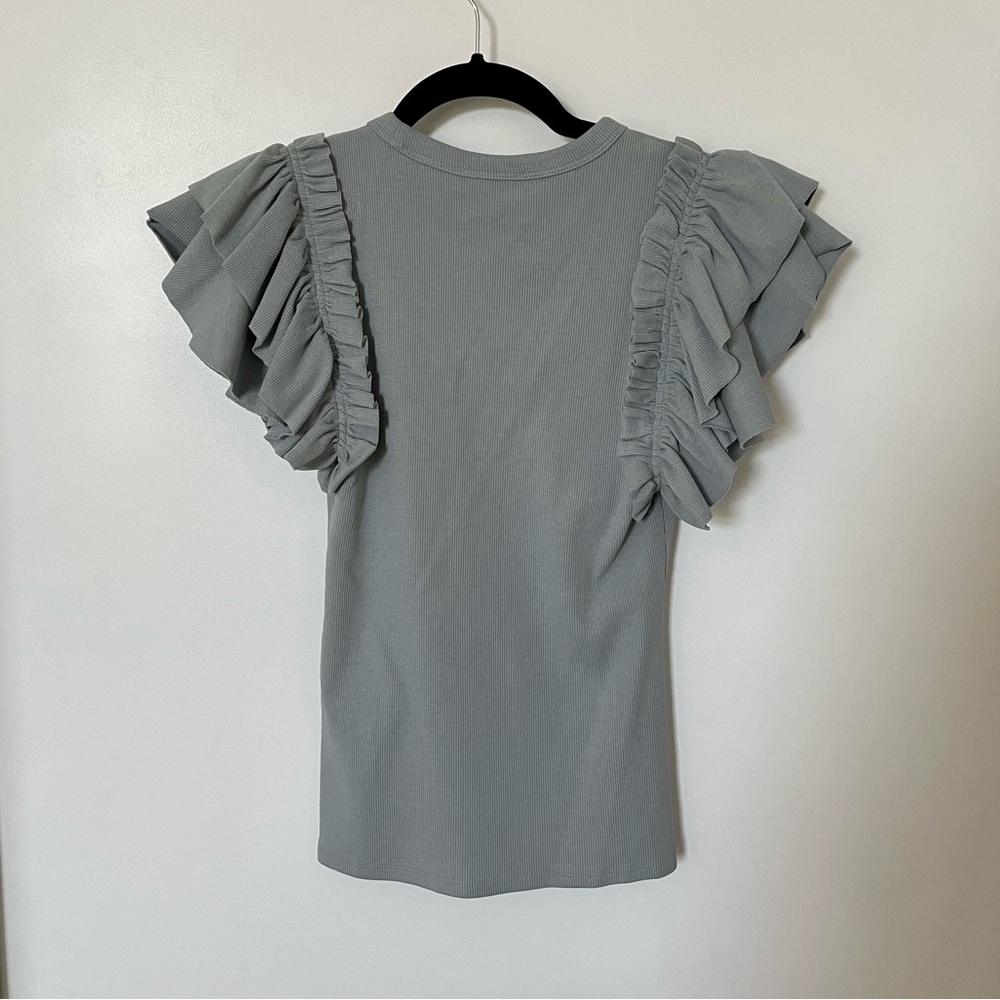 Express Ribbed Ruffle Top - Picture 3 of 4